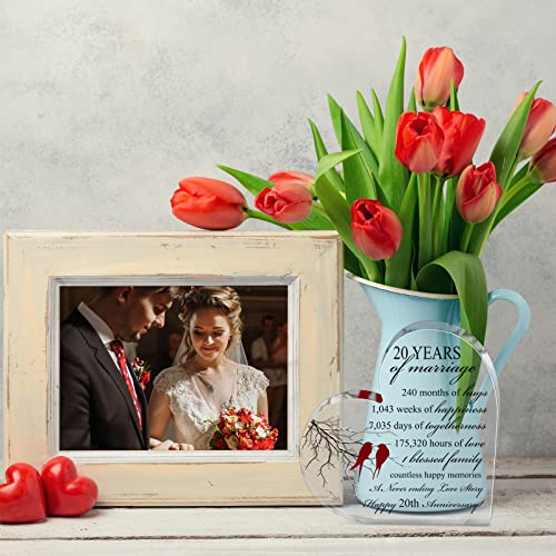 Qunclay 20th Marriage Gift for Parents Couple 20 Years Wedding Anniversary Souvenir Heart Marriage Keepsake Wedding Anniversarys Decorations for Women Men Mom Husband Wife He She Friend Grandparents - style: 20th