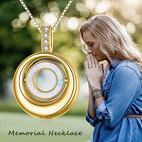 WINNICACA Cremation Jewelry for Ashes Locket Ashes Necklace Urn Necklace for Women Sterling Silver Cremation Necklace for Ashes Fine Keepsake Picture Necklace Memorial Jewelry - style: C01-Circle of Life Urn Necklace(Created Opal)