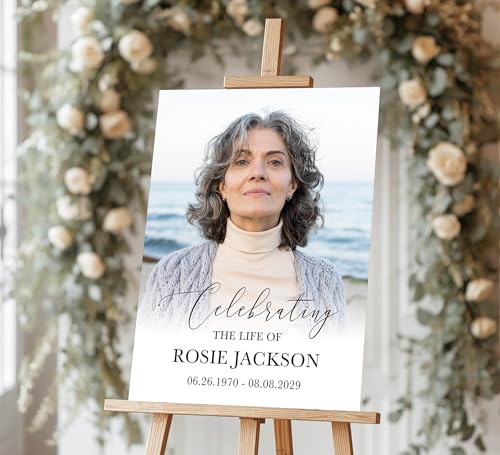 Custom Funeral Welcome Sign with Photo, Memorial Yard Sign, Celebration of Life Welcome Board, Personalized Remembrance Sign for Funeral Service - CCTC03 - color: Background #03