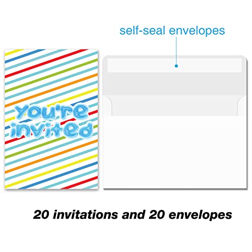 Bifez End of School Pool Party Invitations Summer Goodbye School Hello Pool Invites Fill-in Invitations With Envelopes, Set of 20