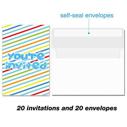 Bifez End of School Pool Party Invitations Summer Goodbye School Hello Pool Invites Fill-in Invitations With Envelopes, Set of 20