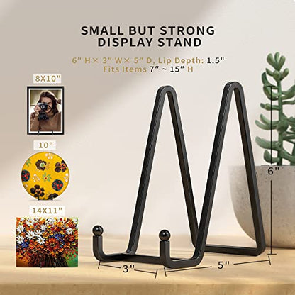 6 Inch Metal Square Picture Frame Easel Stands for Plates, Photos, Decor (Black, 2 Pack) - size: 6 Inch
