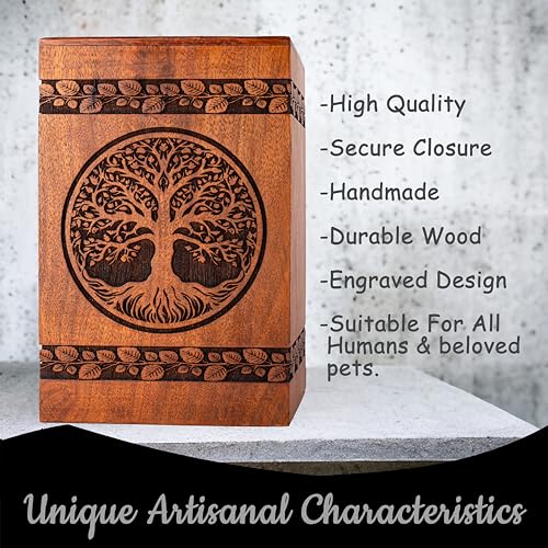 Well Crafted Tree Urns for Human Ashes Adult Man - Wooden Urns for Human Ashes Adult, Urn for Human Ashes Adult Male Female, Decorative Urns (Keepsake-16 Cu.in) - size: Keepsake-16 Cu.In
