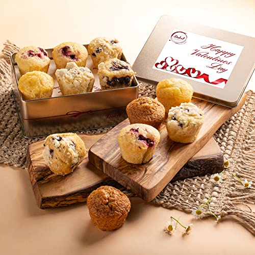 Dulcet Gift Baskets Old Fashioned Muffins Assortment with Delectable Flavors- Blueberry, Cranberry, Corn, & Banana Nut Great Gift for Holidays, Birthdays, Sympathy, Get Well, Family & Office Gatherings for Men, Women, Corporate Clients & Coworkers (Valent