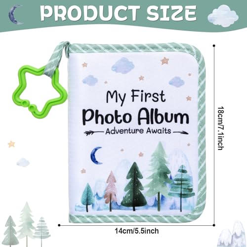 QOUBAI Baby's My First Family Album Soft Photo Cloth Book Holds 4x6 Family Pictures My First Book of Photos Baby Memory Album Gender Neutral Gift for Babies Newborn Toddler Baby Shower Adventure - style: Woodland Adventure
