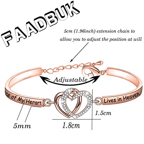 FAADBUK Memorial Jewelry Loss Gift A Piece of My Heart Lives In Heaven Bracelet In Memory of Loved Son Daughter Sympathy Gift - color: A Piece Of C-RG