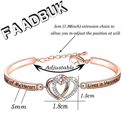 FAADBUK Memorial Jewelry Loss Gift A Piece of My Heart Lives In Heaven Bracelet In Memory of Loved Son Daughter Sympathy Gift - color: A Piece Of C-RG
