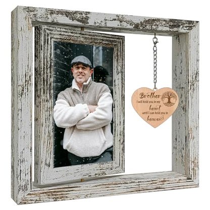 Rotating Brother Memorial Wood Frame Loss of Bro Sympathy Gift | Double 4x6 Photo Frame, Bereavement Condolences Remembrance Sorry for Your Loss Grief Keepsake - color: Loss of Brother