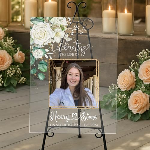 Custom Editable Funeral Welcome Sign - Celebration of Life Decoration, Large Funeral Sign, Memorial Sign, Funeral Décor, Celebration Of Life Decorations Yard Signs, In Loving Memory Sign - color: Color 7