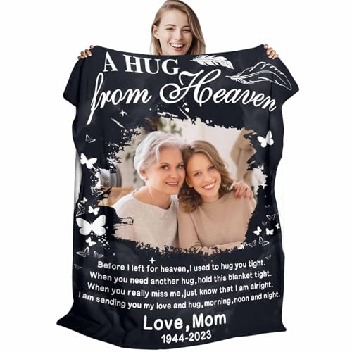 D-Story Custom Memorial Blanket with Photos in Loving Memory for Loved Ones Lost: Made in USA, Personalized Picture Sympathy Remembrance Grief Gift Funeral for Daughter Son Father Mother Brothers - color: 08