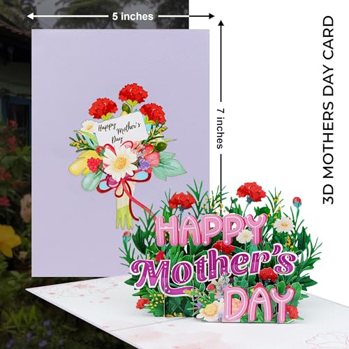 iGifts And Cards Happy Mother's Day 3D Pop-Up Card 5" x 7" | Floral Bouquet, Garden Design, Mom, Grandma, Wife, Alternative to Flowers, With Notecard, Keepsake - color: Happy Mother's Day 6