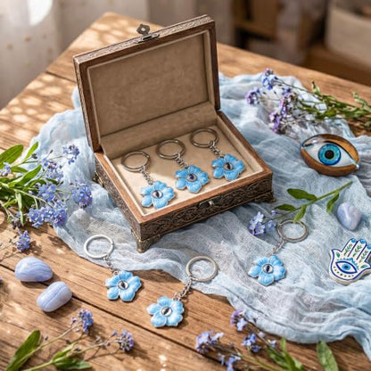 Sureio 10 Pcs Forget Me Not Seeds Keychains Gift for Funeral Wedding