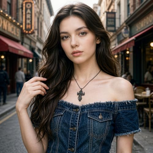 zeqingjw Cross Urn Necklace Fish Hook Cremation Jewelry for Ashes Pendant Stainless Steel Deer Antler Cross Memorial Human Pet Keepsake Ashes Holder for Men Women - color: Black