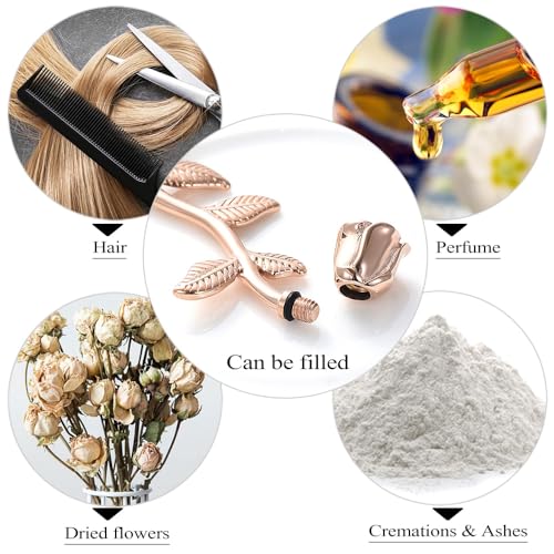 Rose Flower Cremation Jewelry Urn Necklaces for Ashes, Cremation Ash Jewelry Memorial Pendants for Human Pets Ashes - color: Rose Gold