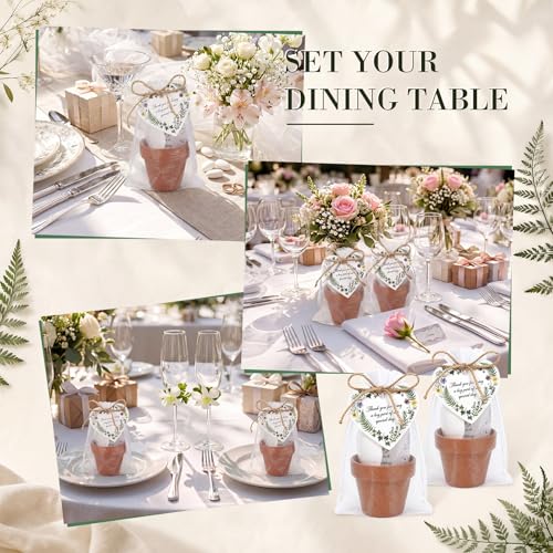 30 Sets Thank You Party Favors for Guests Terracotta Flowerpot Seedling Soil BlocksSeed Packets Organza Gift Bags Thank You Cards and Plant Labels for Bridal Shower Baptism Wedding Party(Greenery) - style: Greenery