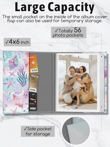 Photo Album 4x6, Small Picture Book Ocean Seashell Starfish Conch - color: Ocean Creatures