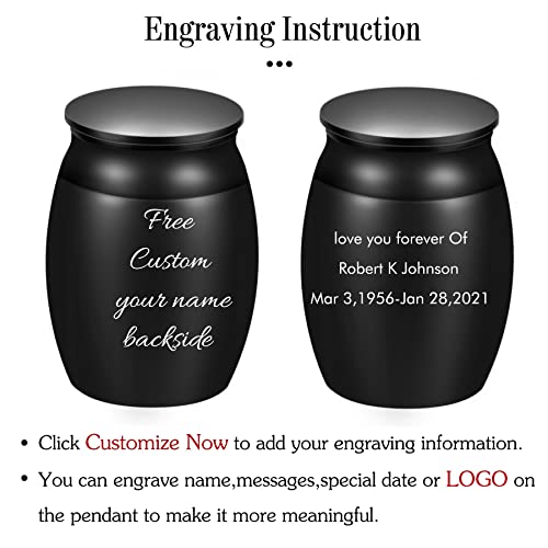 Personalized Custom Engraving Text Super Small Cremation Urns, 1.6" High Blank Black Memorial Urn, Handcrafted Beautiful Keepsake Urn for Funeral, Peaceful Decorative Urns for Human Ashes - style: Blank keepsake Engraving 1.6" Black