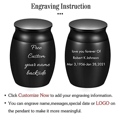 Personalized Custom Engraving Text Super Small Cremation Urns, 1.6" High Blank Black Memorial Urn, Handcrafted Beautiful Keepsake Urn for Funeral, Peaceful Decorative Urns for Human Ashes - style: Blank keepsake Engraving 1.6" Black