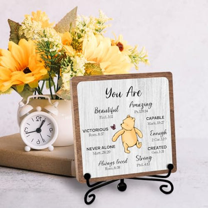 Winnie Inspirational Christian Gifts, Bible Verse Quote for Women Men | Positive Affirmation Faith Plaque, Religious Office Home Nursery Desk Decor, Motivational Saying for Friend Bestie Coworker - style: Amazing