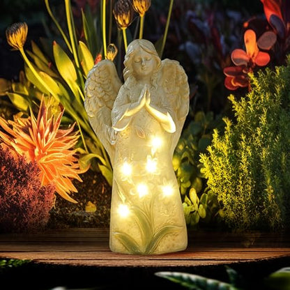 Garden Angel Statues Outdoor Decor 9.6 inches 6 LED Lights Solar - style: Angle 9.6in