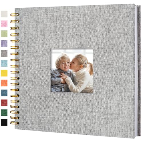 10"x10" Scrapbook Photo Album Linen Cover 20 Sheets 40 Pages White Paper - color: Grey, size: 10 Inch 40 Pages