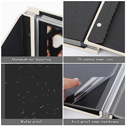 Zesthouse Photo Album Self Adhesive Pages, 60 Pages Magnetic Scrapbook Albums with Sticky Page, Photos Album Holds 8x10 & 5X7 & 4x6 & 6x8 & 3x5, Large Picture Book Ideal Gift for Family Wedding Baby - color: Beige, size: 11"x10.6"/Black 60 Pages