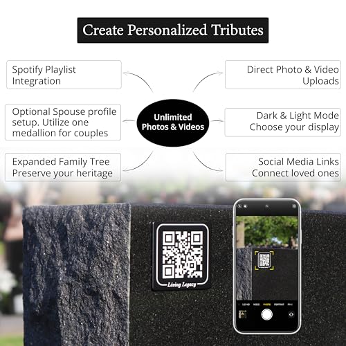Living Legacy 2-Inch QR Code Memorial Plaque for Headstones and Gravestones - style: Signature