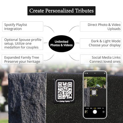 Living Legacy 2-Inch QR Code Memorial Plaque for Headstones and Gravestones - style: Signature