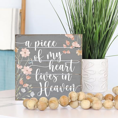 Simply Said, INC Perfect Pallet Petites Celebration of Life Sign, A Piece Of Heart Lives In Heaven, 8 inch Wood Plaque, Made in USA, PET26248 - color: Heart 3