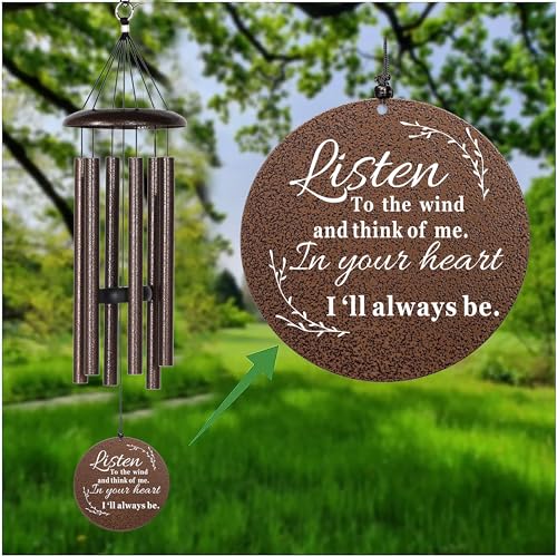 Sympathy Wind Chimes for Loss of Loved One, 40 Inch Memorial Wind Chimes for Loss of Loved Father/Mother/Lover, Commemorative Sympathy Bereavement Gifts for Condolences/Funeral (Copper)