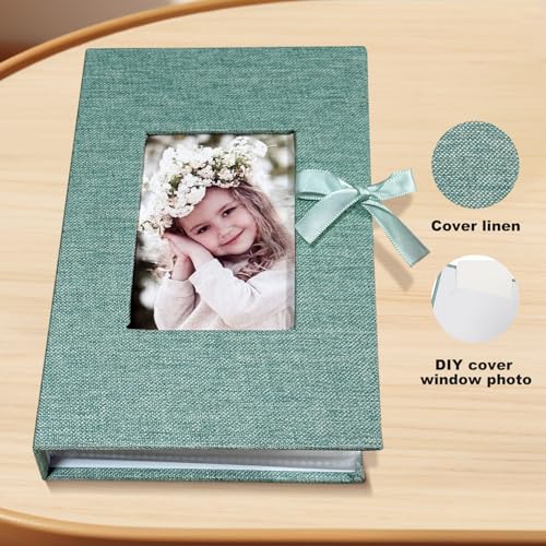 Photo Album 4x6 100 Pockets, Slip-in Picture Albums, Linen Cover Top Loader Vertical Pockets Albums for Baby, Kids Boy Girls, Wedding, Family, Anniversary, Green - color: Green, size: 100 Pockets white Bandage