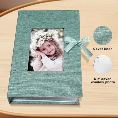 Photo Album 4x6 100 Pockets, Slip-in Picture Albums, Linen Cover Top Loader Vertical Pockets Albums for Baby, Kids Boy Girls, Wedding, Family, Anniversary, Green - color: Green, size: 100 Pockets white Bandage