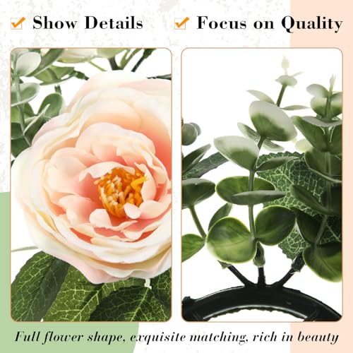 Yunlly 16 Set Rose Candle Rings Wreaths 3 Inch Center with Flameless LED Candles Artificial Rose Light Garland Fake Electric Votive Tealights Bulk Funeral Wedding Table Centerpieces Decor(Champagne) - color: Champagne
