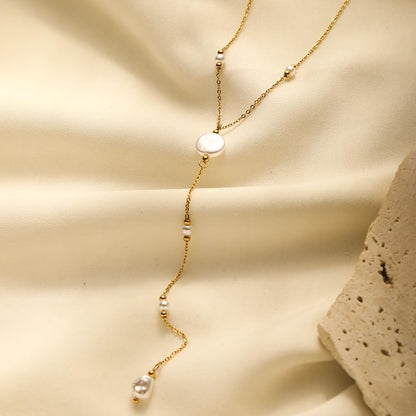 Silver/Gold Plated Angel Wing Pendant Necklace for Women Men | 18K Gold Guardian Angel Wings Feather Necklace Stainless Steel Simple Minimalist Necklaces Birthday Christmas Jewelry Gifts - color: Pearl Gold Y Necklace