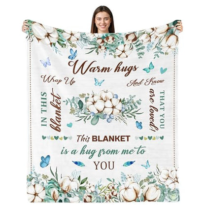 Get Well Gifts for Women, Inspirational Gifts for Women, Sympathy Gift, Thinking of You Gifts, Birthday Gifts for Woman, Feel Better After Surgery, Healing Blanket Throw 50“x60” - color: Warm Hug