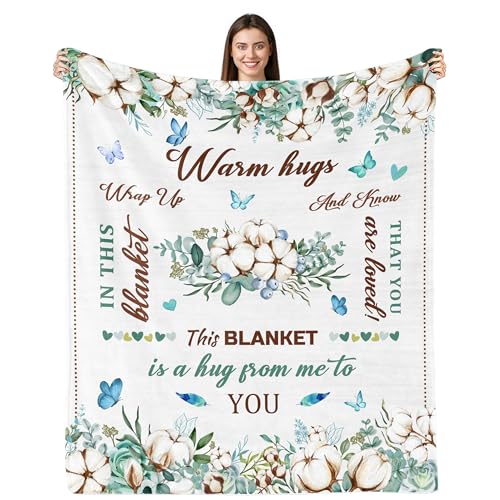 Get Well Gifts for Women, Inspirational Gifts for Women, Sympathy Gift, Thinking of You Gifts, Birthday Gifts for Woman, Feel Better After Surgery, Healing Blanket Throw 50“x60” - color: Warm Hug