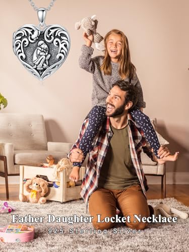 Dorunmo Personalized Heart Locket Necklace That Holds 2 Picture 925 Sterling Silver Custom Lockets Pendant Memorial Jewelry Gifts for Mom Sisters - color: Father Daughter, style: Personalized-Photo