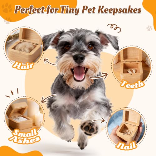 Pet Fur Keepsake Box, Square Wooden Memorial Box for Dog and Cat Hair - color: Square