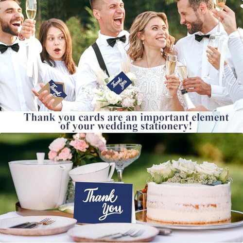 600 PCS Thank You Cards with Envelopes Matching Stickers Thank You Notes Bulk 4x6 Inch Minimalistic Design for Business Baby Shower Wedding Small Business Graduation Bridal Shower Funeral Navy Blue - color: Navy Blue