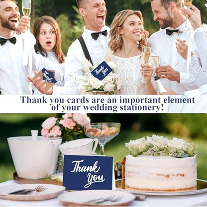 600 PCS Thank You Cards with Envelopes Matching Stickers Thank You Notes Bulk 4x6 Inch Minimalistic Design for Business Baby Shower Wedding Small Business Graduation Bridal Shower Funeral Navy Blue - color: Navy Blue