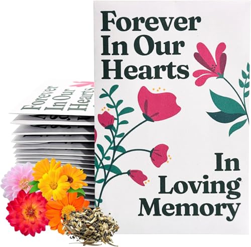 Wildflower Seed Packets in Loving Memory (Pack of 30) Funeral Gift Sympathy Remembrance Memorial Service Forget Me Not (White with Pink Flowers) - color: White with Pink Flowers
