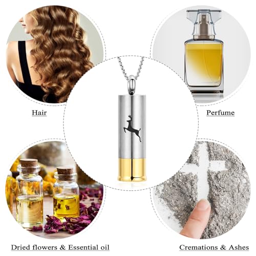 Oinsi Shotgun Shell Cremation Jewelry Urn Necklace For Ashes Of Loved Ones -Dad/Mom/Son/Grandma/Grandpa Cylinder Memorial Locket Pendant Necklace - color: Customized