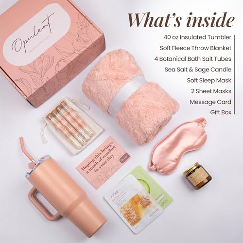 Opulent Self Care Spa Gift Box for Women - Thoughtful Get Well Gift - color: Pink Sand