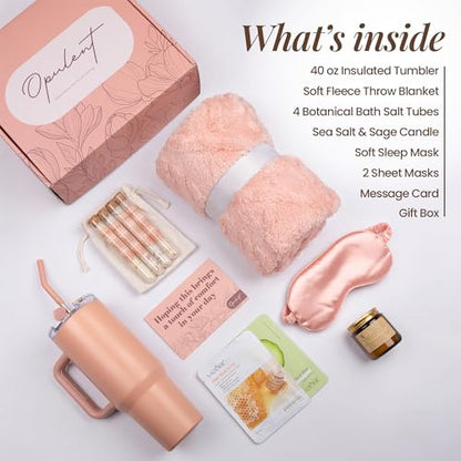 Opulent Self Care Spa Gift Box for Women - Thoughtful Get Well Gift - color: Pink Sand
