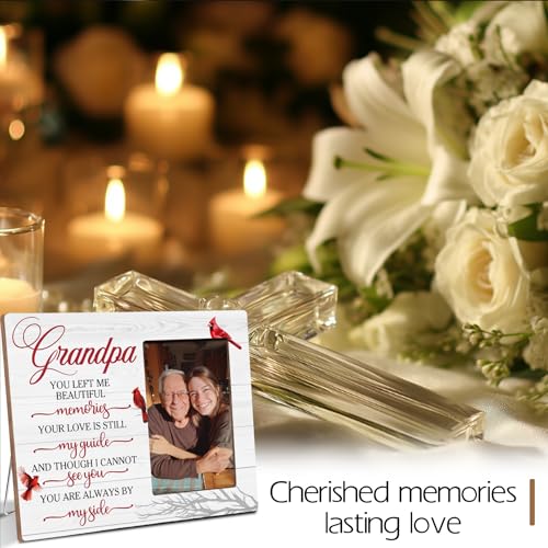 Grandpa Memorial Bereavement Butterfly Wooden Picture Frame Gifts for Loss of Grandpa, Always By My Side Sympathy Gifts for Loss of Grandfather, Fits 4x6 Photo Frame - color: Red-grandpa