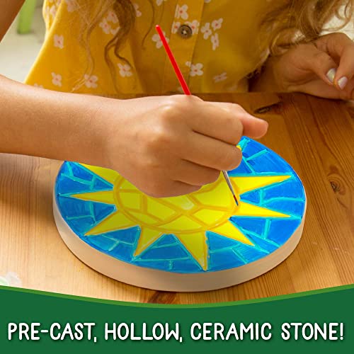 Creative Roots Mosaic Sun Stepping Stone Kit, Includes 7-Inch Ceramic Stepping Stone & 6 Vibrant Paints, DIY Garden Stone for Kids Ages 6+ - style: Sun