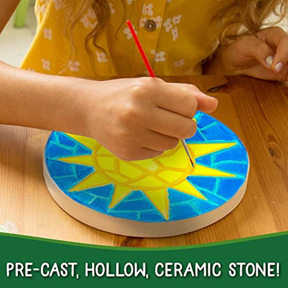 Creative Roots Mosaic Sun Stepping Stone Kit, Includes 7-Inch Ceramic Stepping Stone & 6 Vibrant Paints, DIY Garden Stone for Kids Ages 6+ - style: Sun