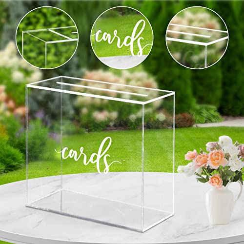 Hooqict Clear Acrylic Wedding Card Box with Slot Large Blank Gift Card Boxes for Reception, Party, Wishing Well, Money Box Holder, Graduation Decorations, Baby Shower - style: Style 1