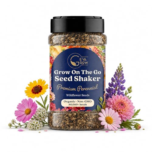 Wildflower Seed s – Perennial Flower Seeds Mix to Plant Anywhere, by Geva Grow | 12-Type Beautiful Perennial Wildflower Seeds Bulk 90,000+ Seeds, 2 Ounce, No Messy Packets - size: 2oz Shaker, style: Premium Perennial Mix