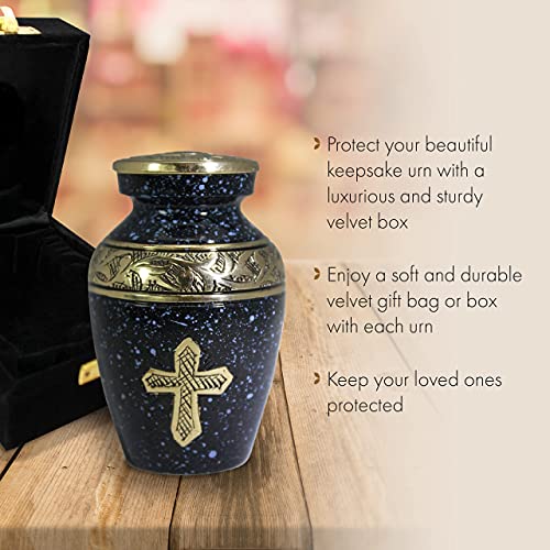 Black Cross Keepsake Urns for Human Ashes with Velvet Gift Box for Cremation Keepsakes for Ashes - Small Cremation Urn and Small Keepsake Urn Set of 4 - color: Black Cross